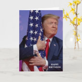 ドナルド・トランプ・アメリカ国旗の誕生日・カード カード (黄色い花)