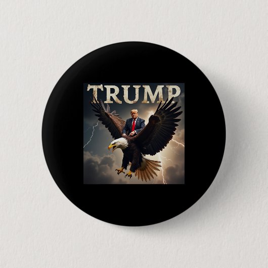 ドナルド・トランプ・イーグル米国アメリカ大統領 缶バッジ (正面)