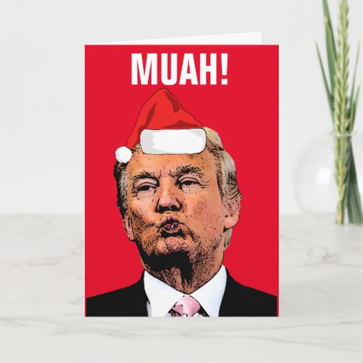 ドナルド・トランプ キス "MUAH!" クリスマスカード カード (正面)