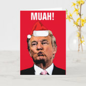 ドナルド・トランプ キス "MUAH!" クリスマスカード カード (黄色い花)