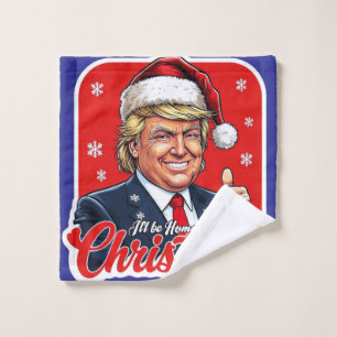 ドナルド・トランプ・クリスマスサンタクロース・アート ウォッシュタオル