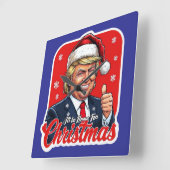 ドナルド・トランプ・クリスマスサンタクロース・アート スクエア壁時計 (傾斜)