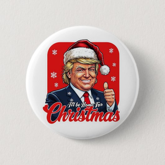 ドナルド・トランプ・クリスマスサンタクロース・アート 缶バッジ (正面)
