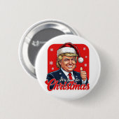 ドナルド・トランプ・クリスマスサンタクロース・アート 缶バッジ (正面&裏面)