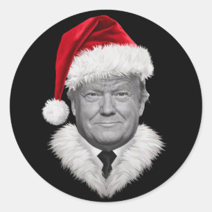 ドナルド・トランプ クリスマス おもしろい サンタ帽子 ギフト ラウンドシール