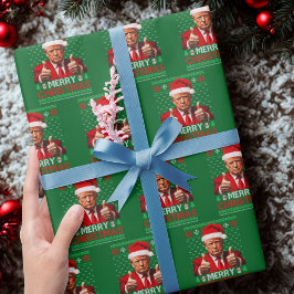 ドナルド・トランプ サンタ帽子 メリークリスマス おバカなプレゼント ラッピングペーパー