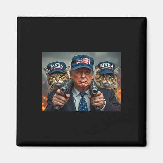 ドナルド・トランプ ネコを再び安全に 赤い帽子 2024 デザイン マグネット (正面)