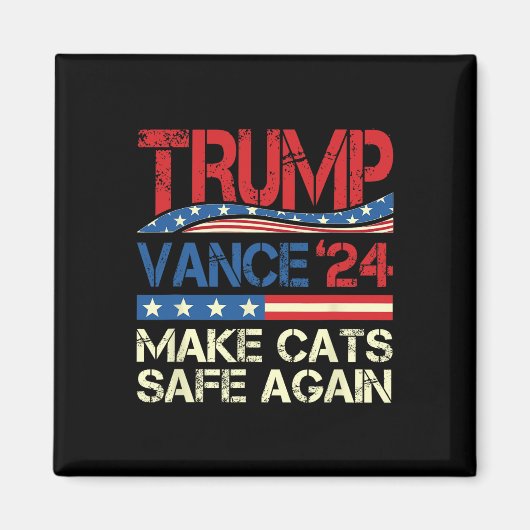 ドナルド・トランプ ネコを再び安全に 2024年 検閲 Funny マグネット (正面)