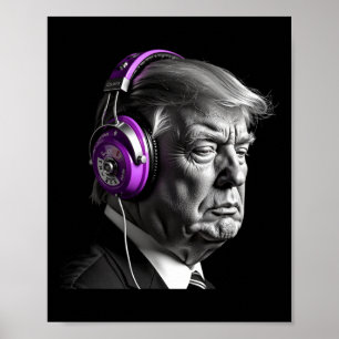 ドナルド・トランプ ヘッドホン 面白い 大統領 Dj アート ポスター
