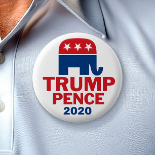 ドナルド・トランプ&マイク・ペンス共和党象2020 缶バッジ