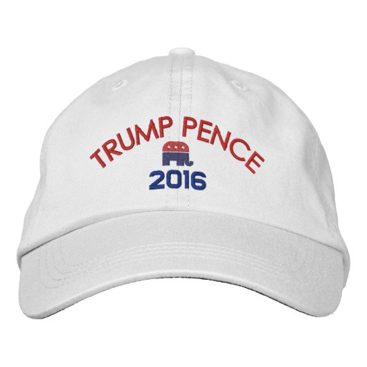 ドナルド トランプ マイク ペンス - 共和党の象と共に 刺繍入りキャップ (正面)