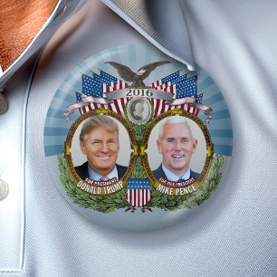 ドナルド・トランプ&マイク・ペンセジュゲートフォトブルーデザイン 缶バッジ