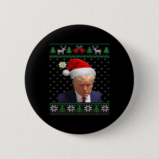 ドナルド・トランプ・マグが醜いクリスマスを撃った 缶バッジ (正面)