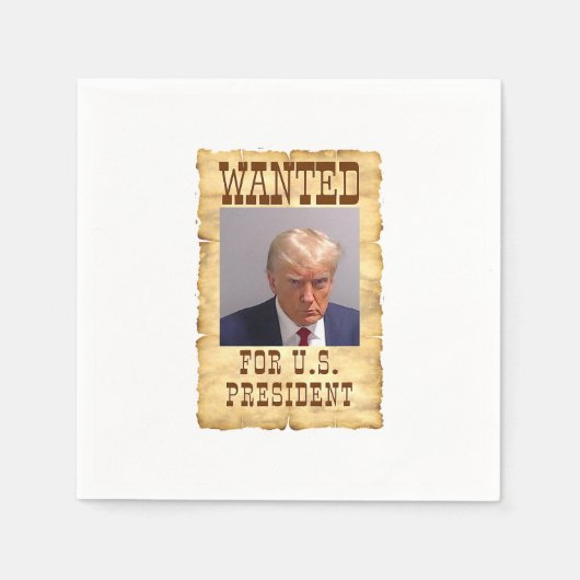 ドナルド・トランプ・マグショット米国大統領20のために指名手配 スタンダードカクテルナプキン (正面)