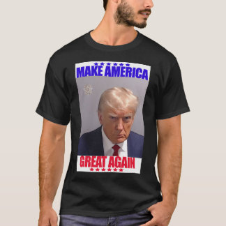 ドナルド・トランプ・ムグショット再びアメリカを素晴らし作る Tシャツ