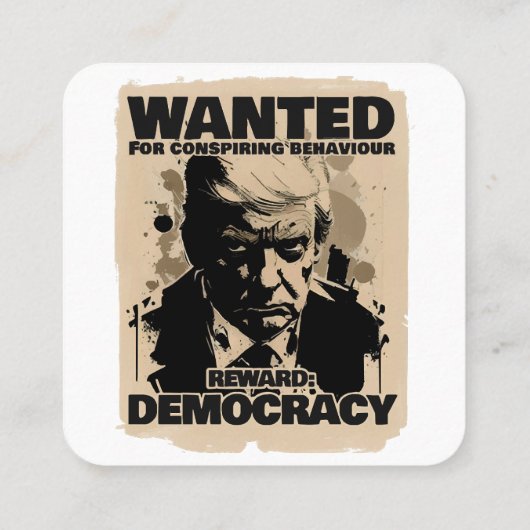 ドナルド・トランプ・ムグショット指名手配ポスター – ジョージア州 スクエア名刺 (裏面)