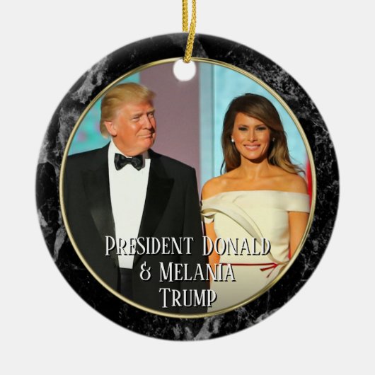 ドナルド・トランプ&メラニア・エレガナト大統領写真 セラミックオーナメント (正面)