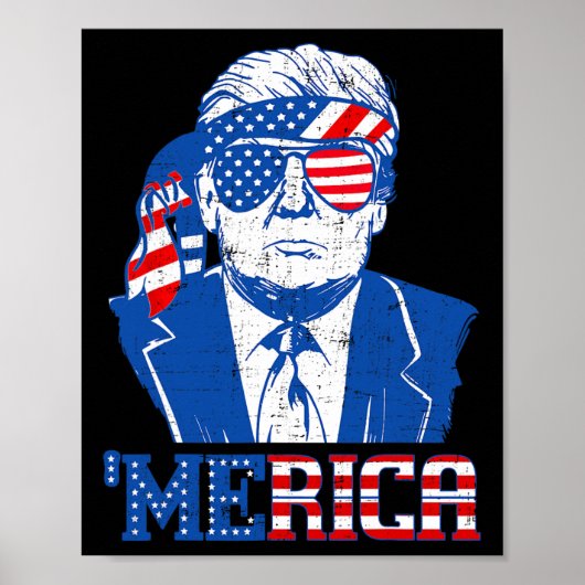 ドナルド・トランプ・メリカ・トランプ米国国旗7月4日 ポスター (正面)