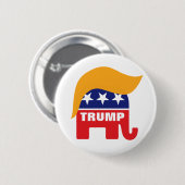 ドナルド・トランプ 共和党 ゾウ 髪 ロゴ 缶バッジ (正面&裏面)