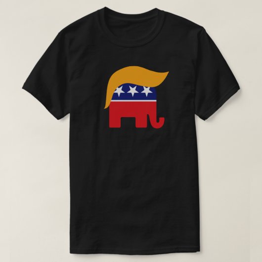 ドナルド・トランプ 共和党 ゾウ 髪 ロゴ Tシャツ (デザイン正面)