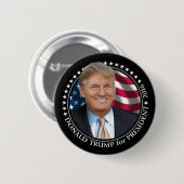 ドナルド トランプ 写真 - 大統領 2016 缶バッジ (正面&裏面)