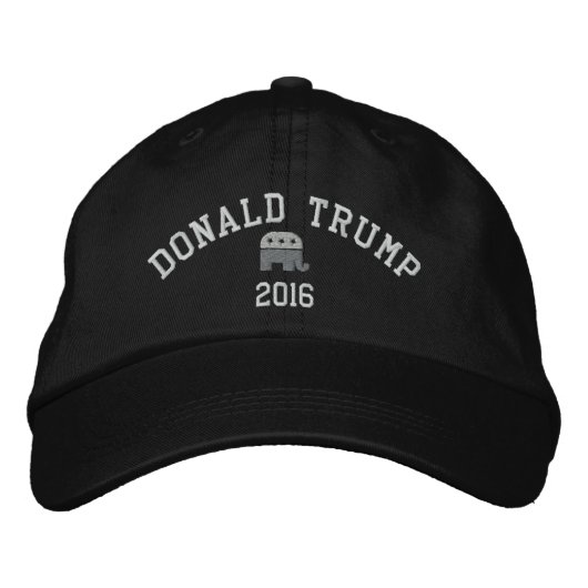 ドナルド・トランプ - 大統領 2016 2020 GOP 象 刺繍入りキャップ (正面)