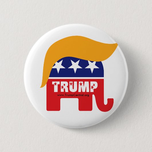 ドナルド トランプ 大統領 2016 GOP 象 ヘア ロゴ 缶バッジ (正面)