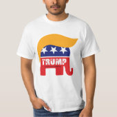 ドナルド トランプ 大統領 2016 GOP 象 ヘア ロゴ Tシャツ (正面)