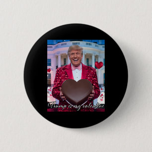 ドナルド・トランプ 抱擁 チョコレート ハート 2月14日 缶バッジ