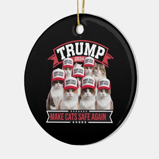 ドナルド・トランプ、猫を安全にする2024年の議論 セラミックオーナメント (左)
