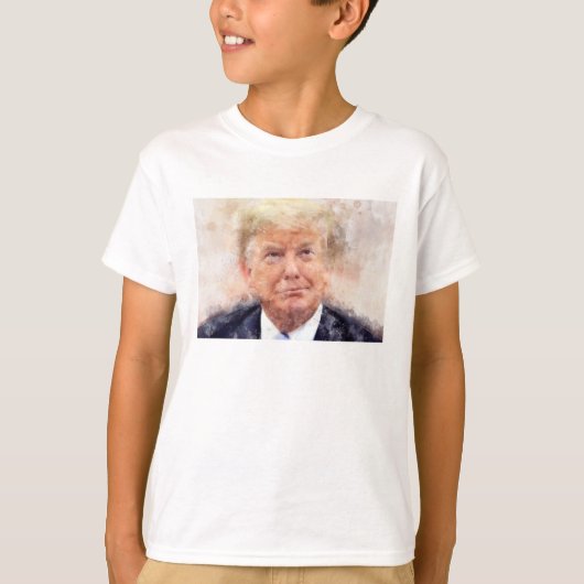 ドナルド・トランプ 笑顔の肖像 水彩画 Tシャツ (正面)