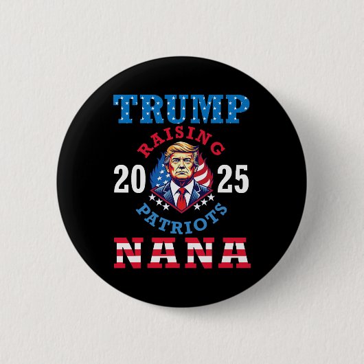 ドナルド・トランプ 2025 愛国者を育てる ナナ 応援グッズ 缶バッジ (正面)