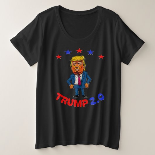 ドナルド トランプ 2.0 プラスサイズTシャツ (デザイン正面)