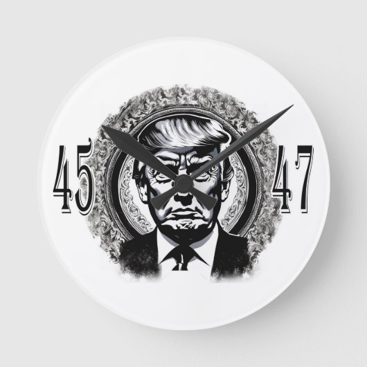 ドナルド トランプ 45/47 ラウンド壁時計 (正面)