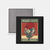 ドナルド・トランプ Make Cats Safe Again 赤い帽子 2024 デザイン マグネット (正面/裏面)