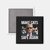 ドナルド・トランプ Make Cats Safe Again 赤い帽子 2024 デザイン マグネット (正面/裏面)