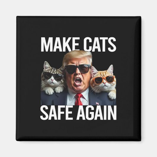 ドナルド・トランプ Make Cats Safe Again 赤い帽子 2024 デザイン マグネット (正面)