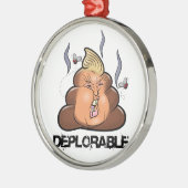 ドナルド・トランプ- Trumpy-PooおもしろいなPoo Emojiアイコン メタルオーナメント (左)
