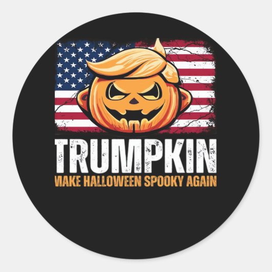 ドナルド・ハロウィーン – トランプキンメイク不気味ハロウィーン ラウンドシール (正面)