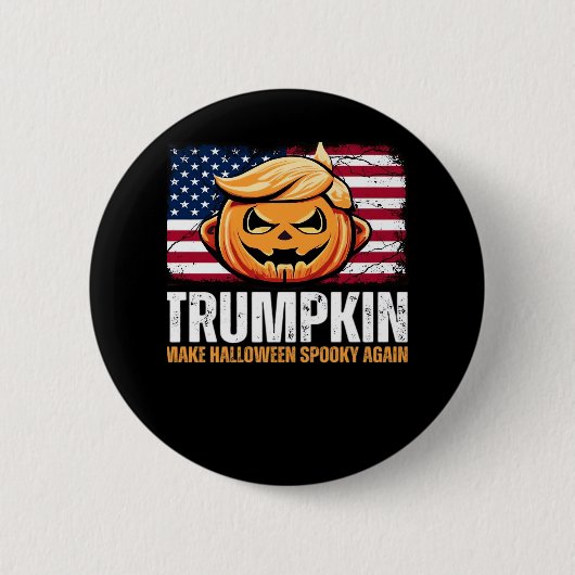 ドナルド・ハロウィーン – トランプキンメイク不気味ハロウィーン 缶バッジ (正面)