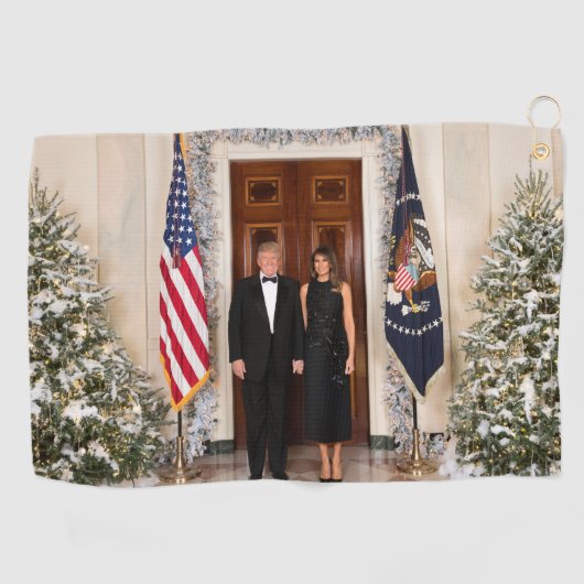 ドナルド&メラニアトランプのクリスマスホワイトハウス ゴルフタオル (横)