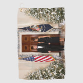 ドナルド&メラニアトランプのクリスマスホワイトハウス ゴルフタオル (正面)