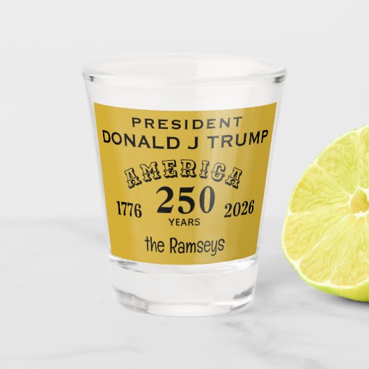 ドナルド・J・トランプ大統領 名前 アメリカ生誕250年 ショットグラス (正面)