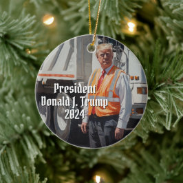 ドナルド・J・トランプ・ゴミートラック2024おもしろい年社長 セラミックオーナメント