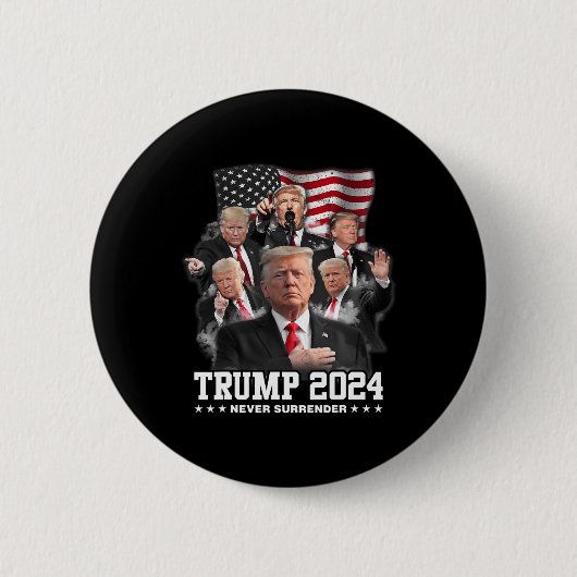 ドナルドJトランプ2024決して降伏しない 缶バッジ (正面)