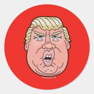 ドナルドJ.トランプ漫画顔ステッカー ラウンドシール
