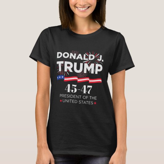 ドナルドJ.トランプ45 47大統領就任日2 Tシャツ (正面)