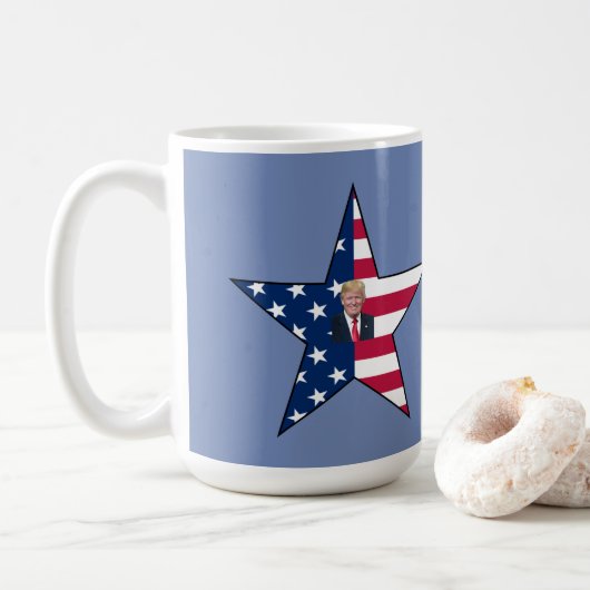ドナルドJ.トランプ~大統領~米国国旗~スターMAGA~ コーヒーマグカップ (ドーナツ)