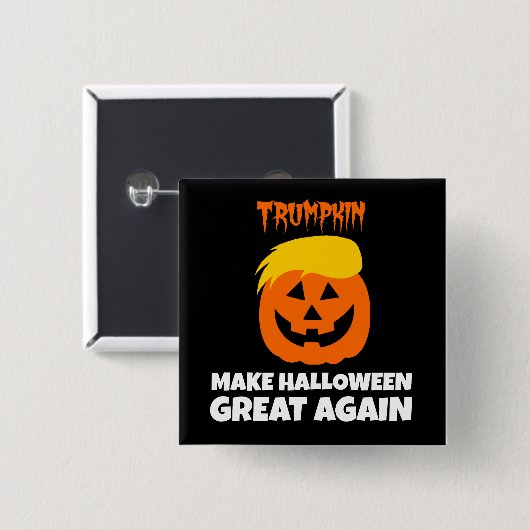 ドナルドTrumpkinはハロウィンを素晴らしく再度させます 缶バッジ (正面&裏面)