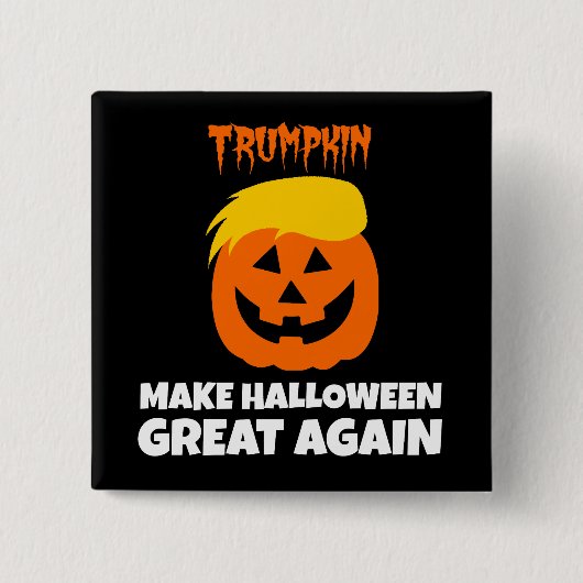ドナルドTrumpkinはハロウィンを素晴らしく再度させます 缶バッジ (正面)